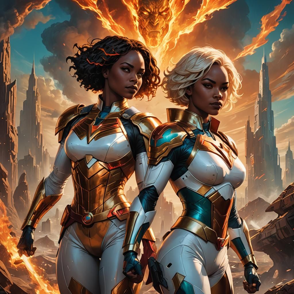 Fantasy Warriors in Apocalyptic Landscape Digital Art