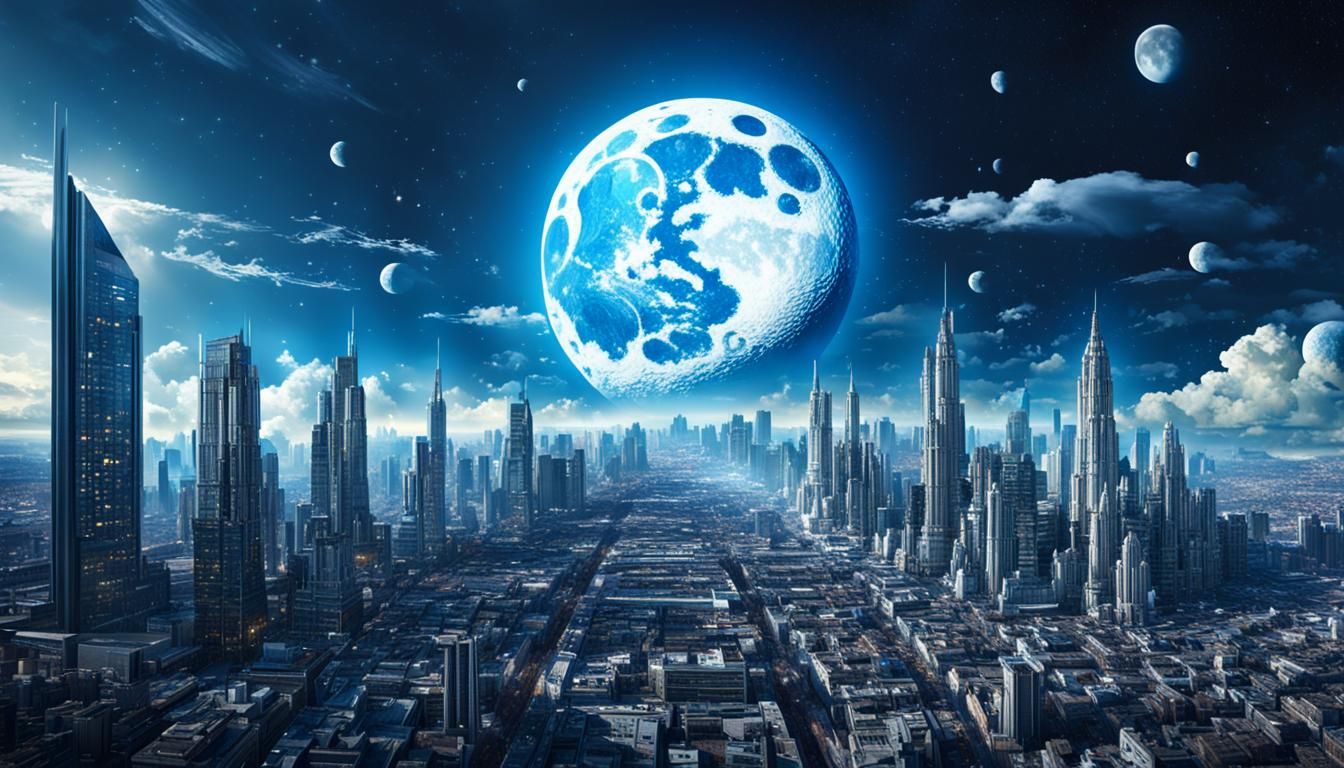 Ivory Moon in Sapphire Sky: Digital Matte Painting