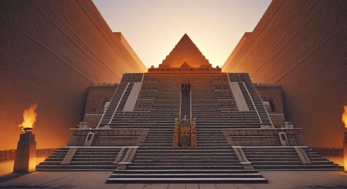 Moche Priestess Overseeing Funerary Procession at Sunset