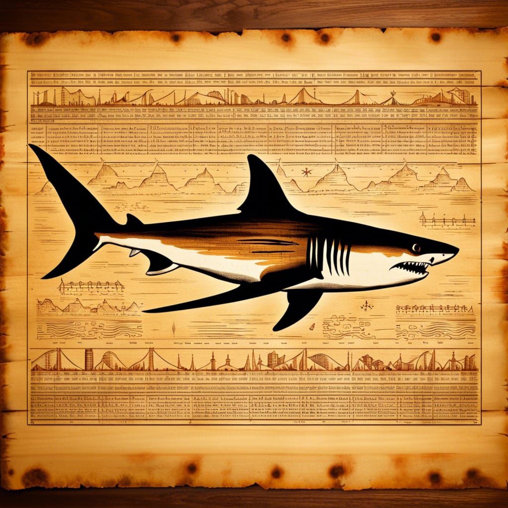 Megalodon Anatomy in Da Vinci Style