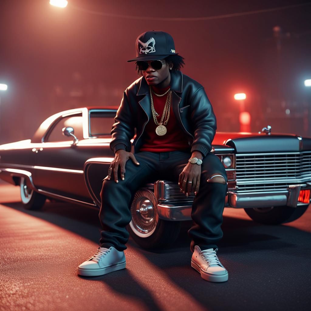 Eazy E Vampire Low Rider in 3D Game Style