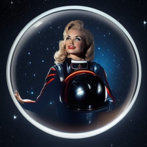 Retro Space Girl in 1950s Sci-Fi Style