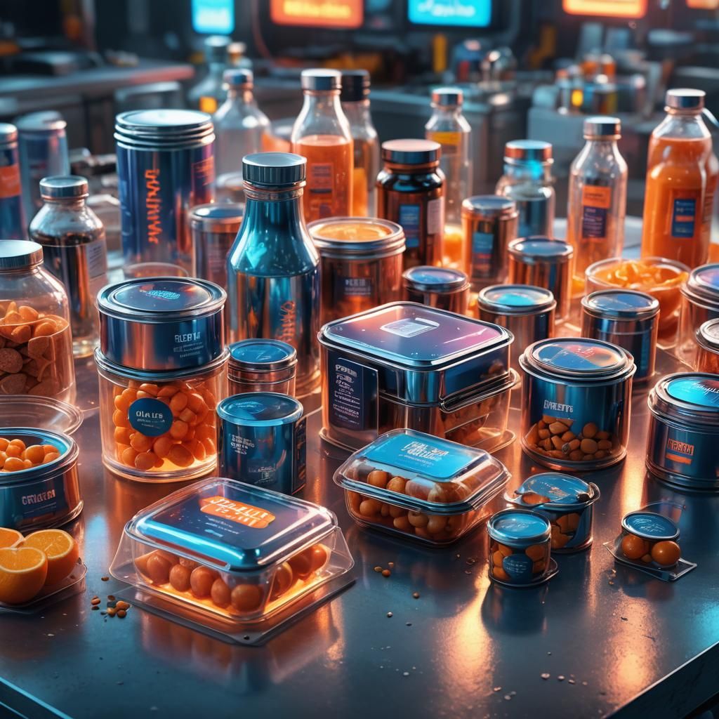Futuristic Food Packaging with Holographic Labels