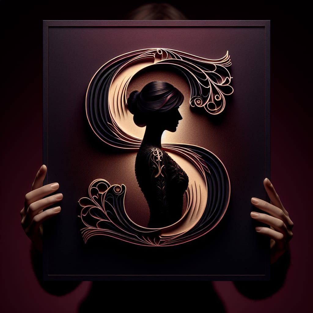 Elegant Silhouette Formed by Letter S in Gold and Black