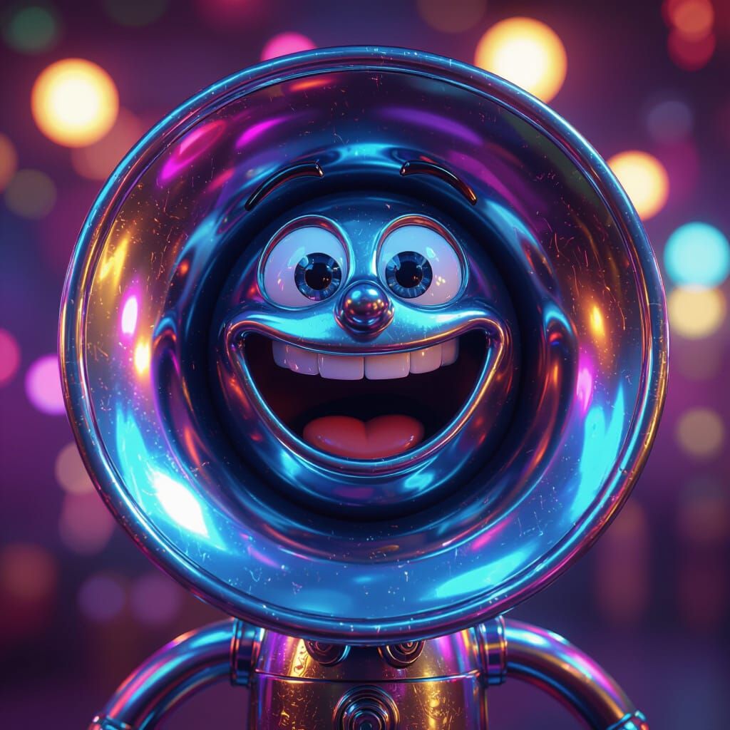 Joyful Air Horn Character Illustration in Pop Surrealism Sty...