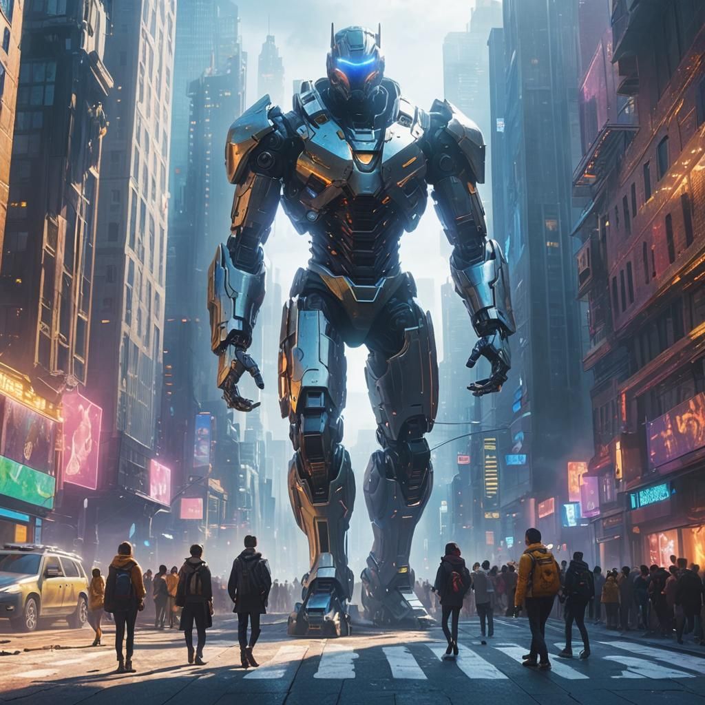 Futuristic City View from Cliff in Digital Art