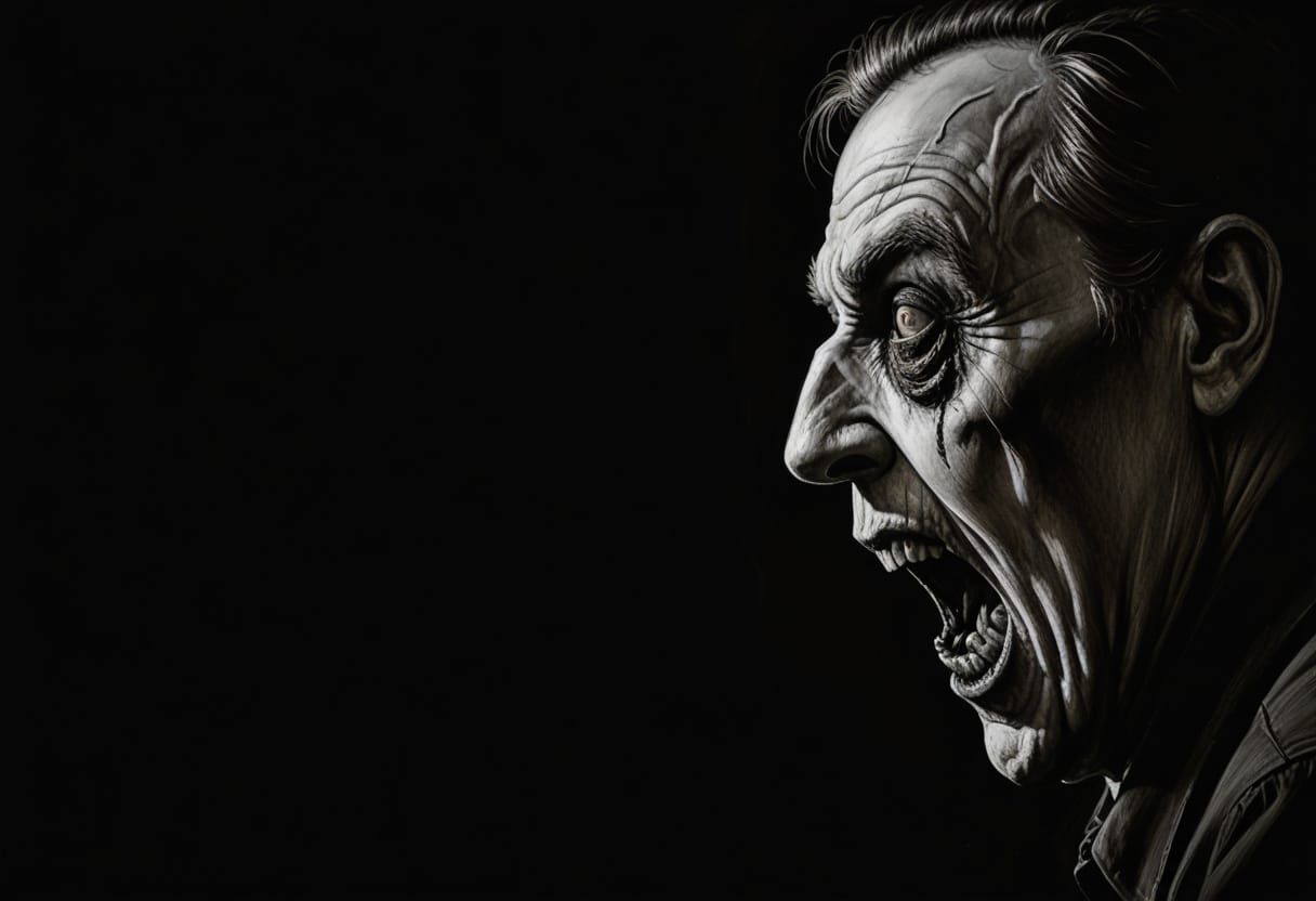 Classic Film Noir Horror Charcoal Drawing