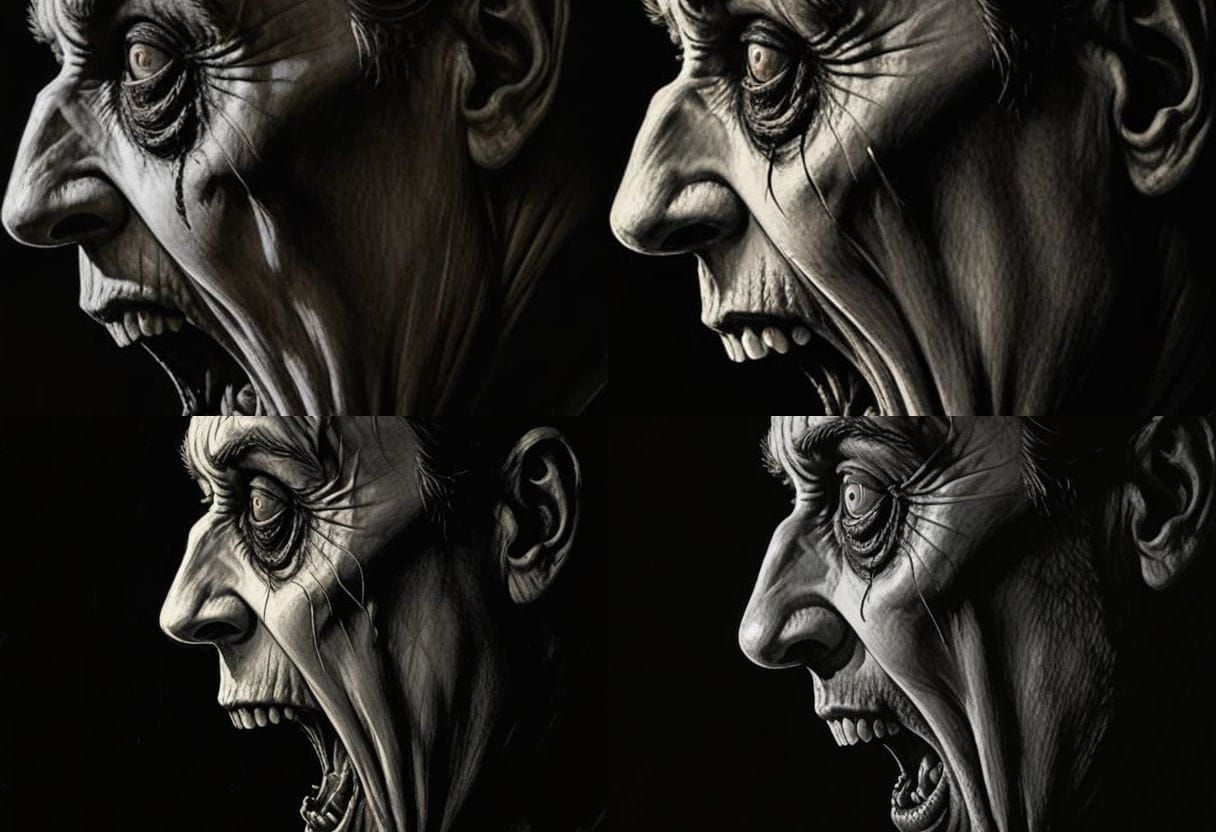 Classic Film Noir Horror Charcoal Drawing