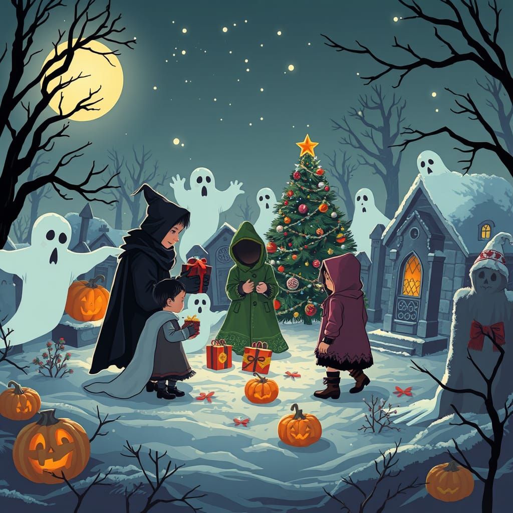 Hybrid Holiday: Christmas & Halloween Gifts in Snowy Graveya...