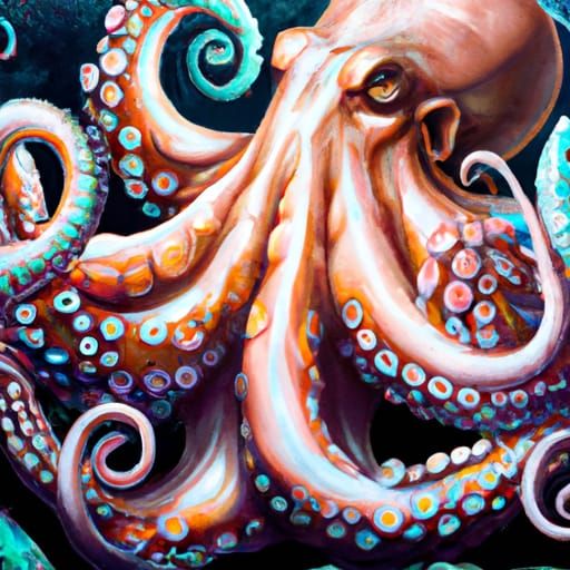 Octopus Mermaid in Gorgeous Oil Painting Style