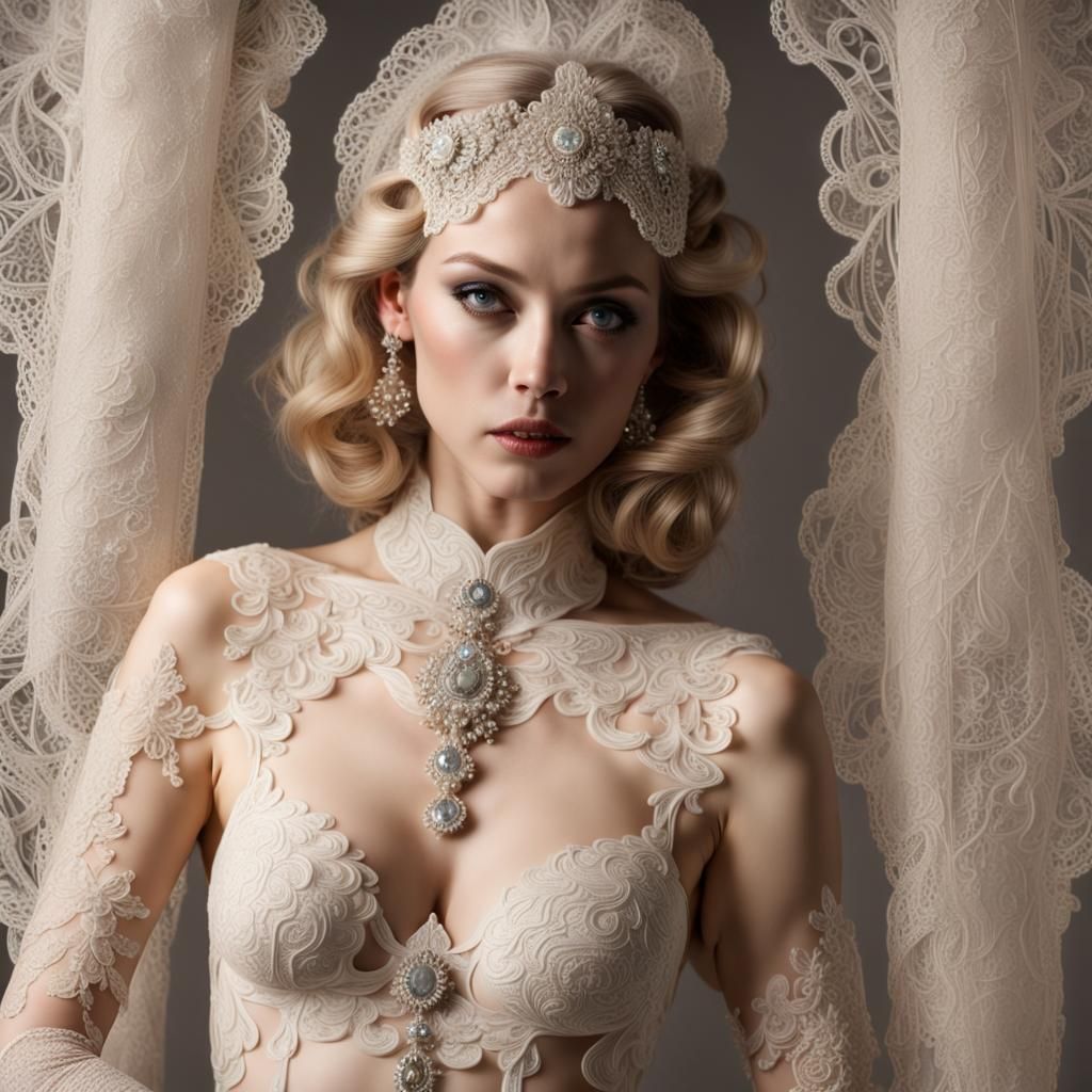 Beautiful Woman in Lace: 4D Blow Mold Style