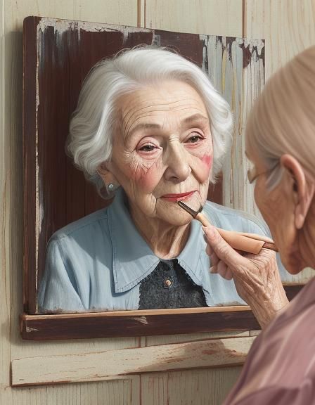 Expressionist Woman's Makeup on Weathered Wood