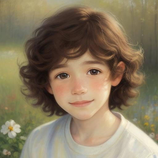 Impressionist Portrait of a Boy with Hazel Eyes