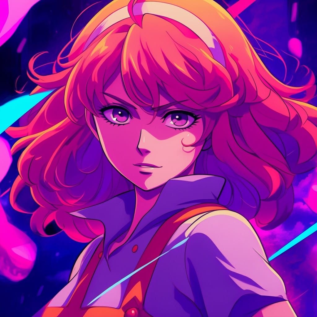 Dazzling Manga Shelly in Dynamic Anime-Inspired Composition