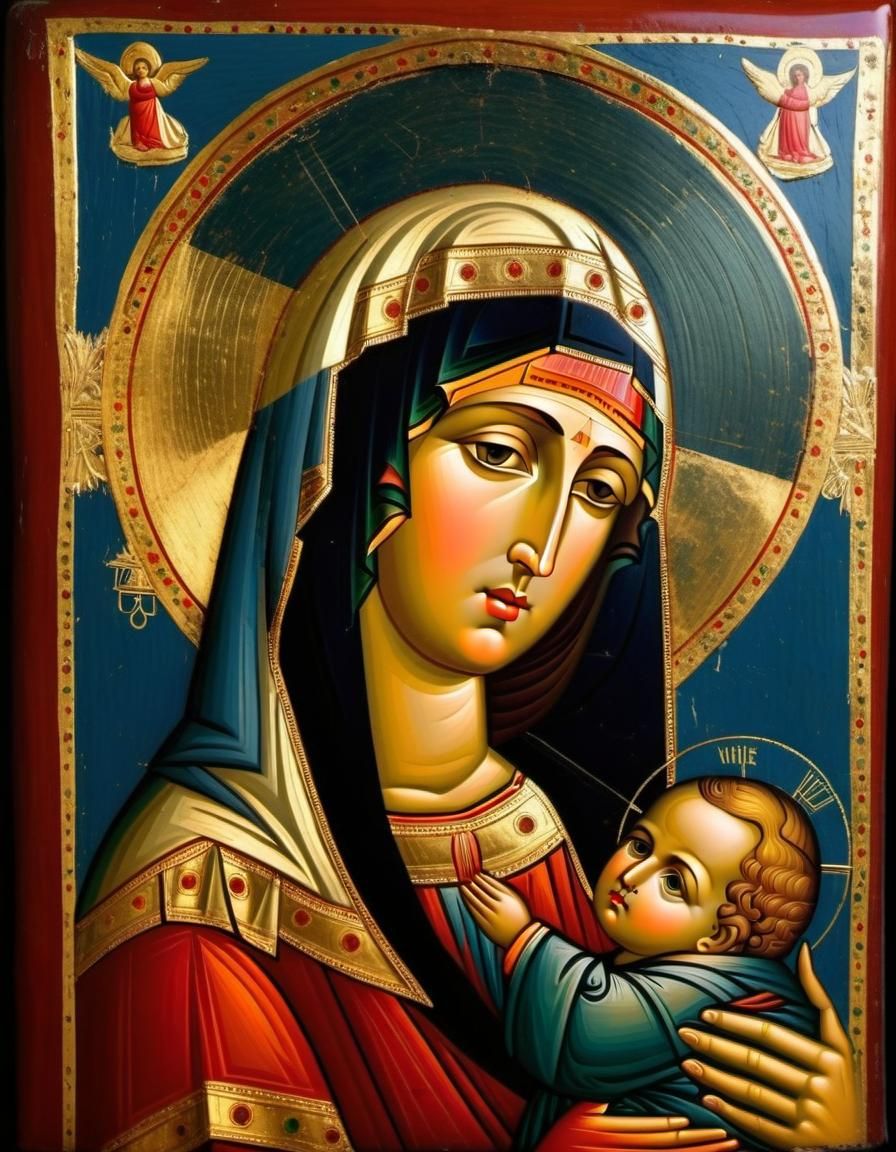 Virgin Mary with baby Jesus.