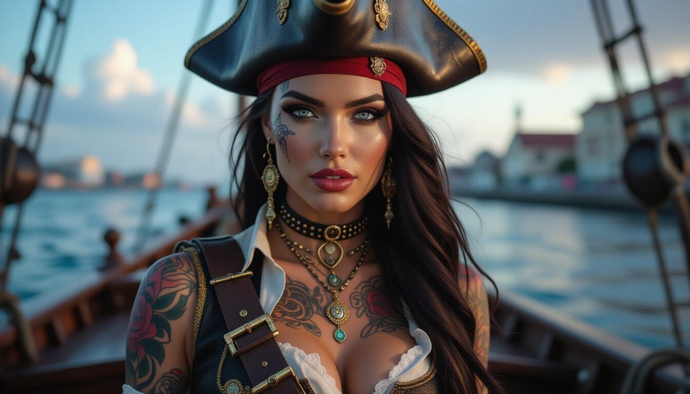 Fearless Pirate Captain on High Seas Adventure