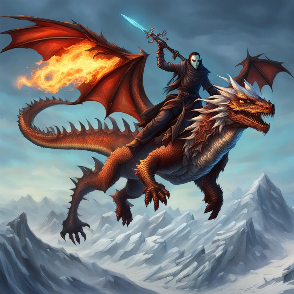 Undead Assassin Rides Flying Ice Dragon
