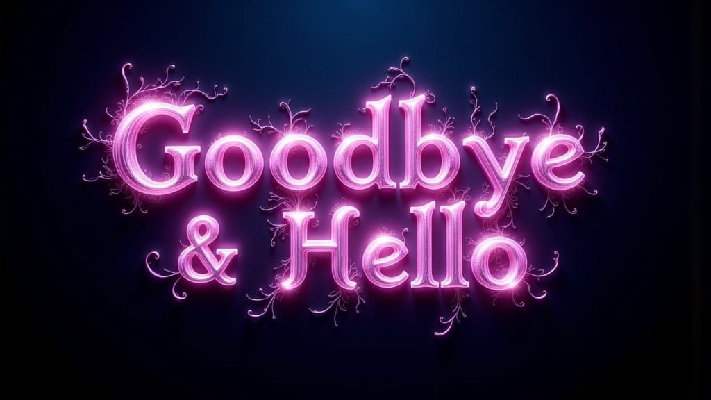 Goodbye & Hello Words in Glowing Prism Font