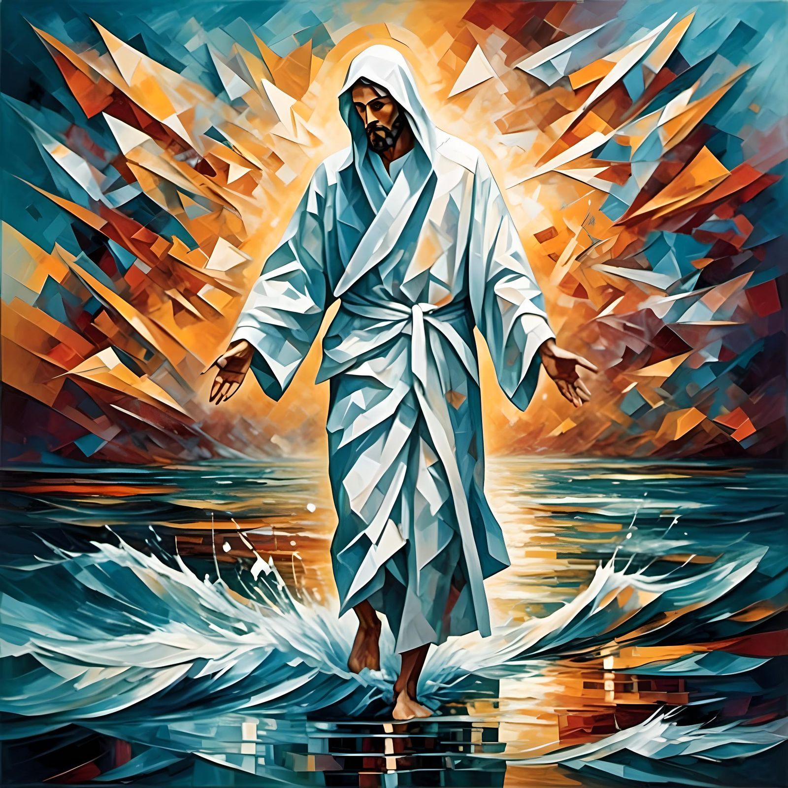 Christ Walks on Water in Rich Colors