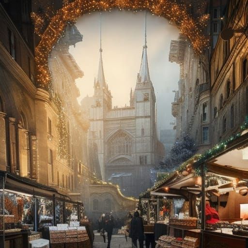 Epic Liminal Christmas Market Digital Painting