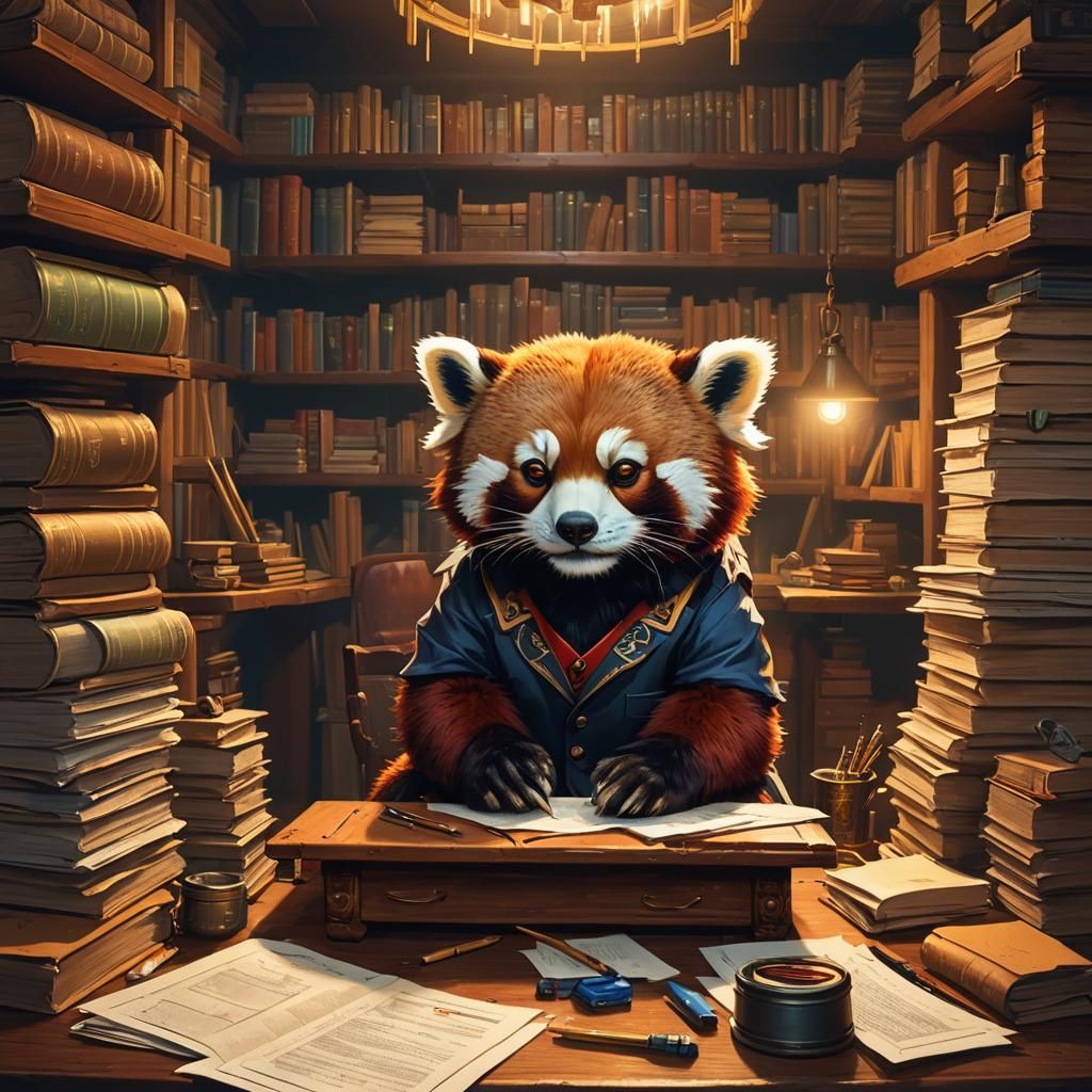 Red Panda Businessman in Digital Art Style