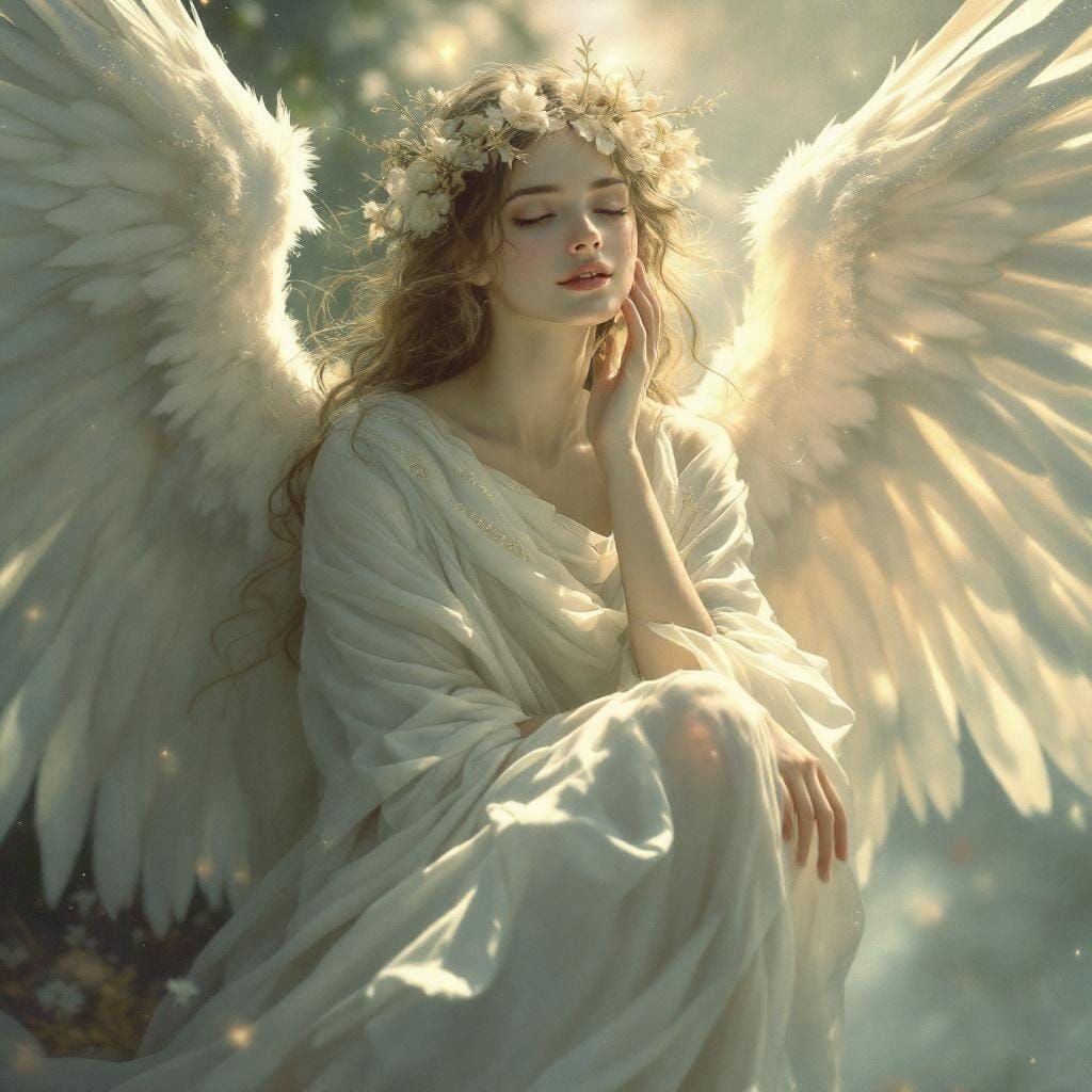 Ethereal Fantasy Angel in Art Nouveau Style