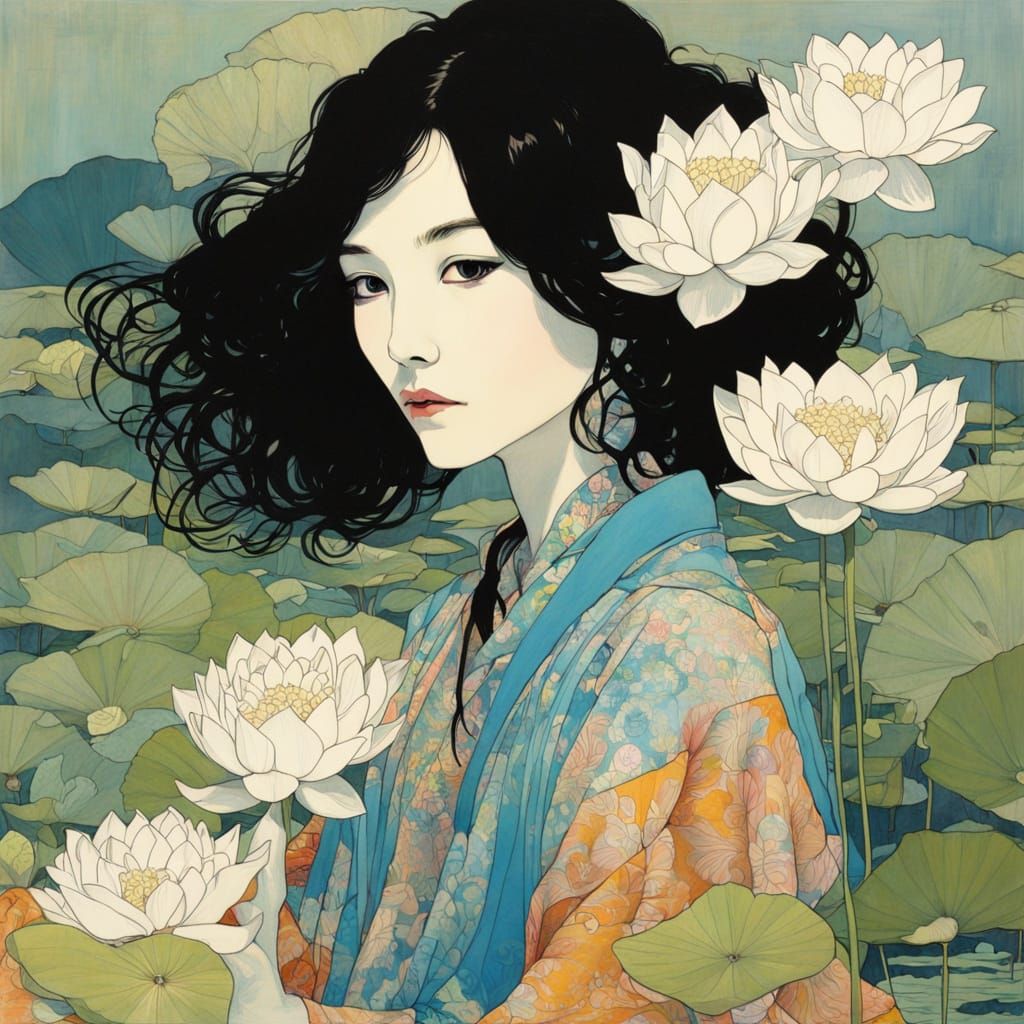 Lotus in Vibrant Watercolor Style