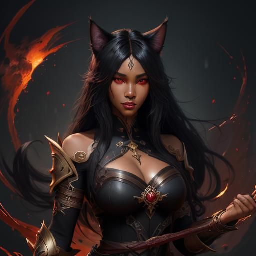 Fantasy Cat-Girl Portrait in Detailed Digital Painting