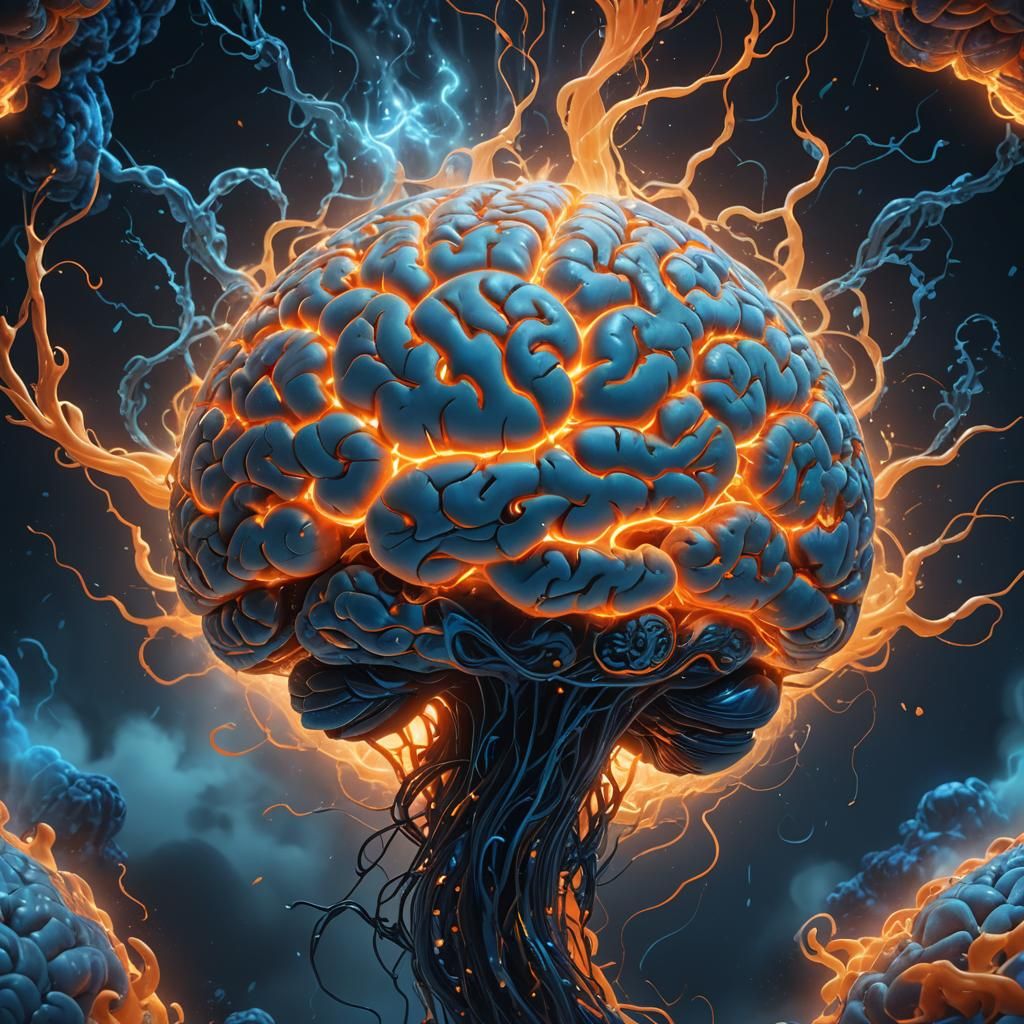Glowing Brain in Mystical Realm