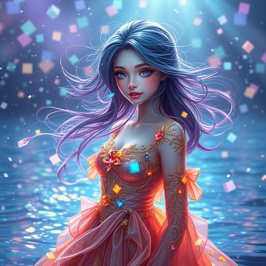 Mystical Galaxy Clone at Iridescent Lake in Dreamlike Realm