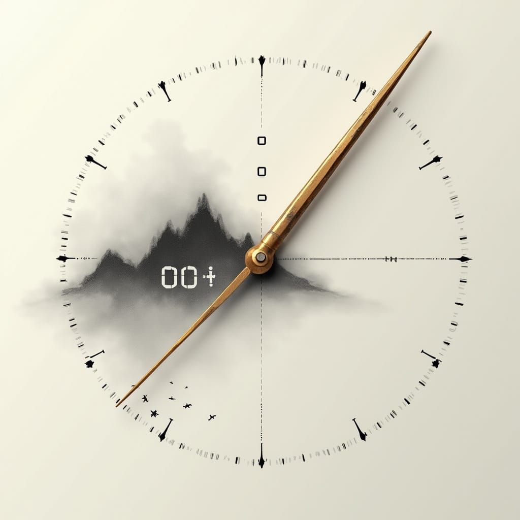Timeless Elegance: Diagonal Clock Hand Transforms into Mount...