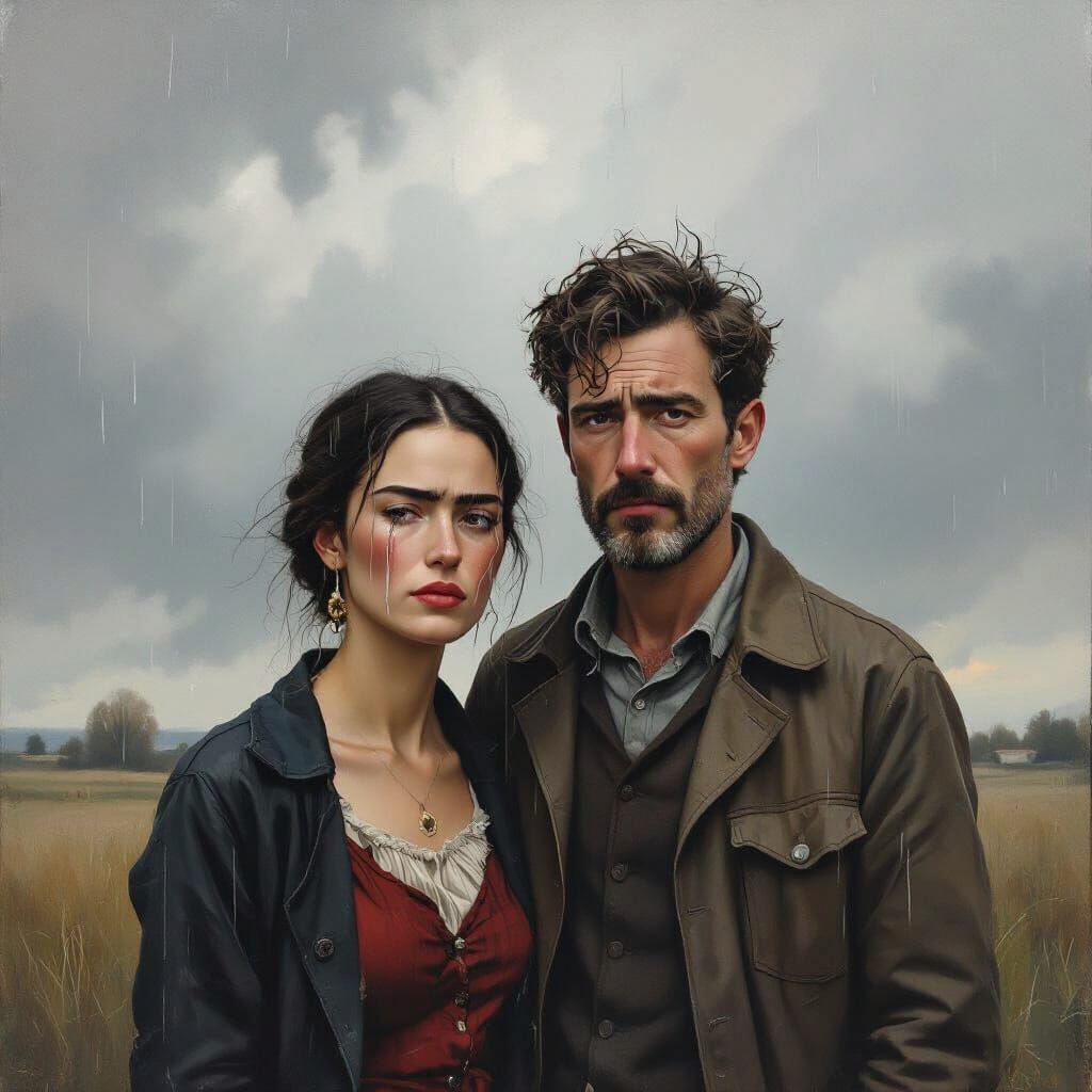 Melancholic Pair Enduring Impending Storm