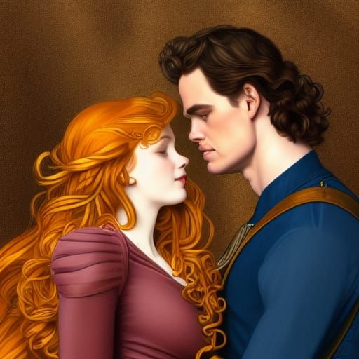 Medieval Lovers in Art Nouveau Illustration