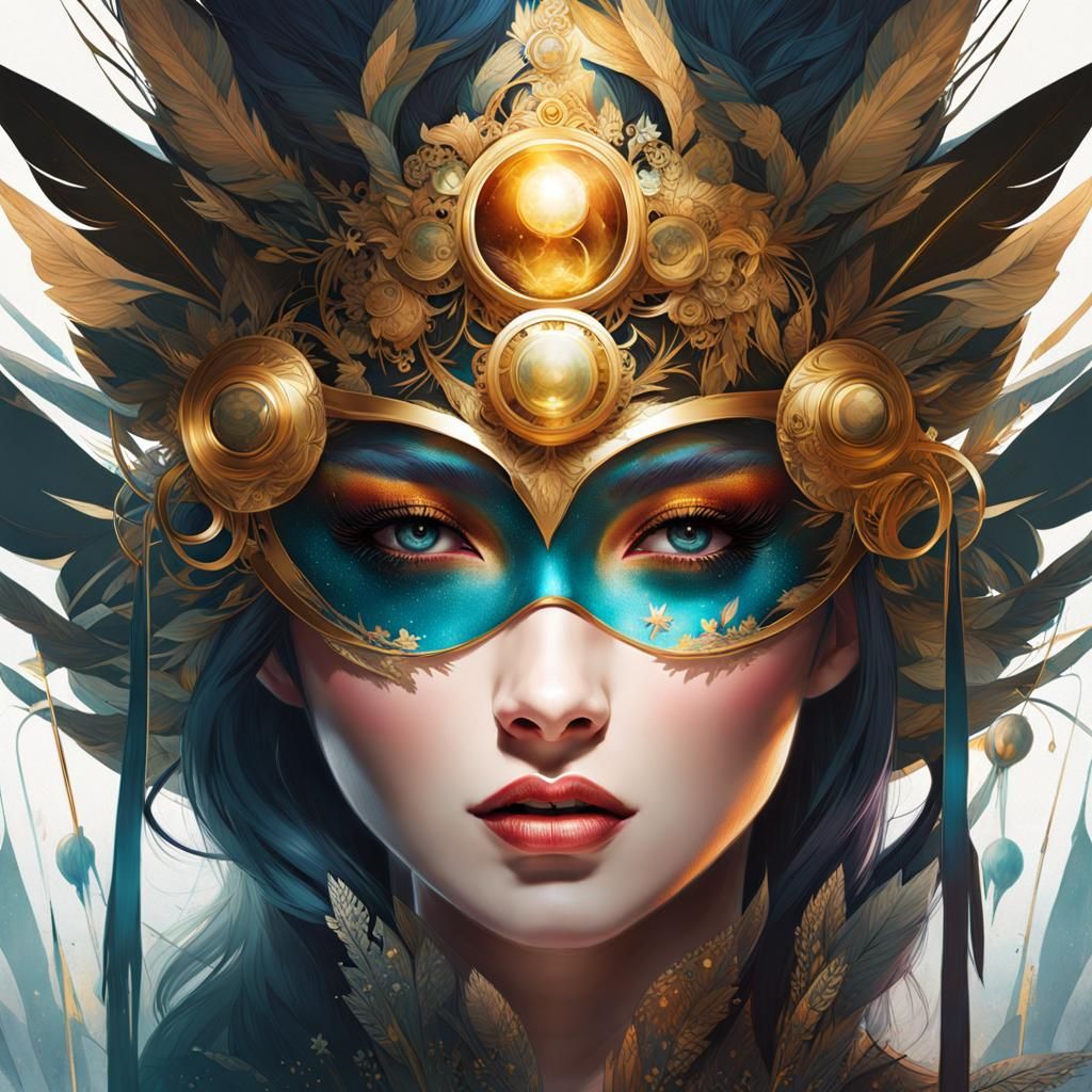 Solarpunk Princess in Masquerade Mask