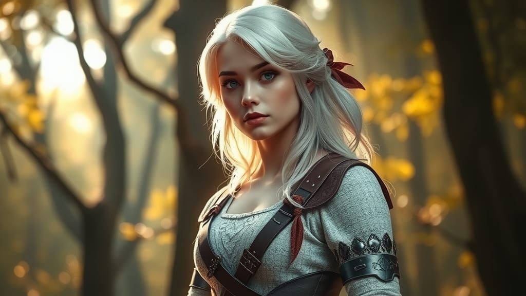 Ciri in Ancient Forest Bathed in Soft Light