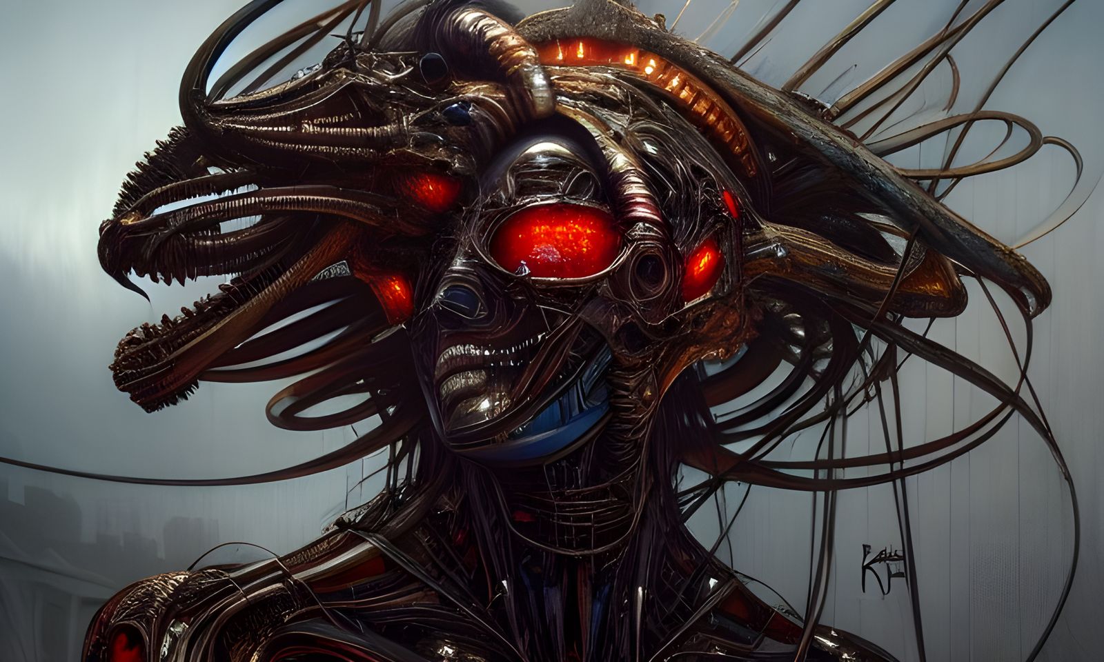 Intricate Illustration with Detailed Eyes in Rich Colors