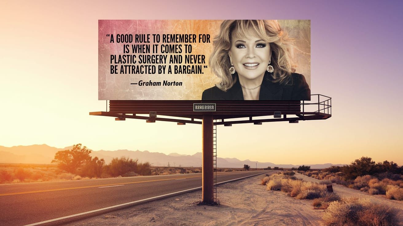 A billboard along route 66 with a photorealistic picture of ...