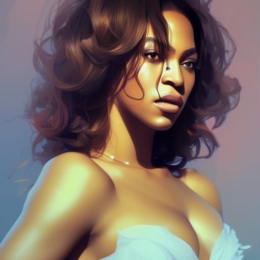 Beyonce Portrait in Artgerm and Mucha Style