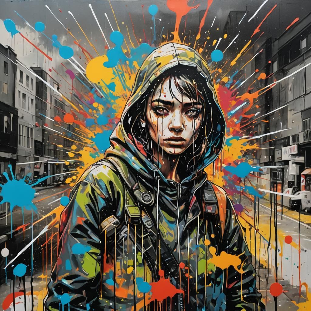 Colorful Polychromatic Graffiti Art in Street Style