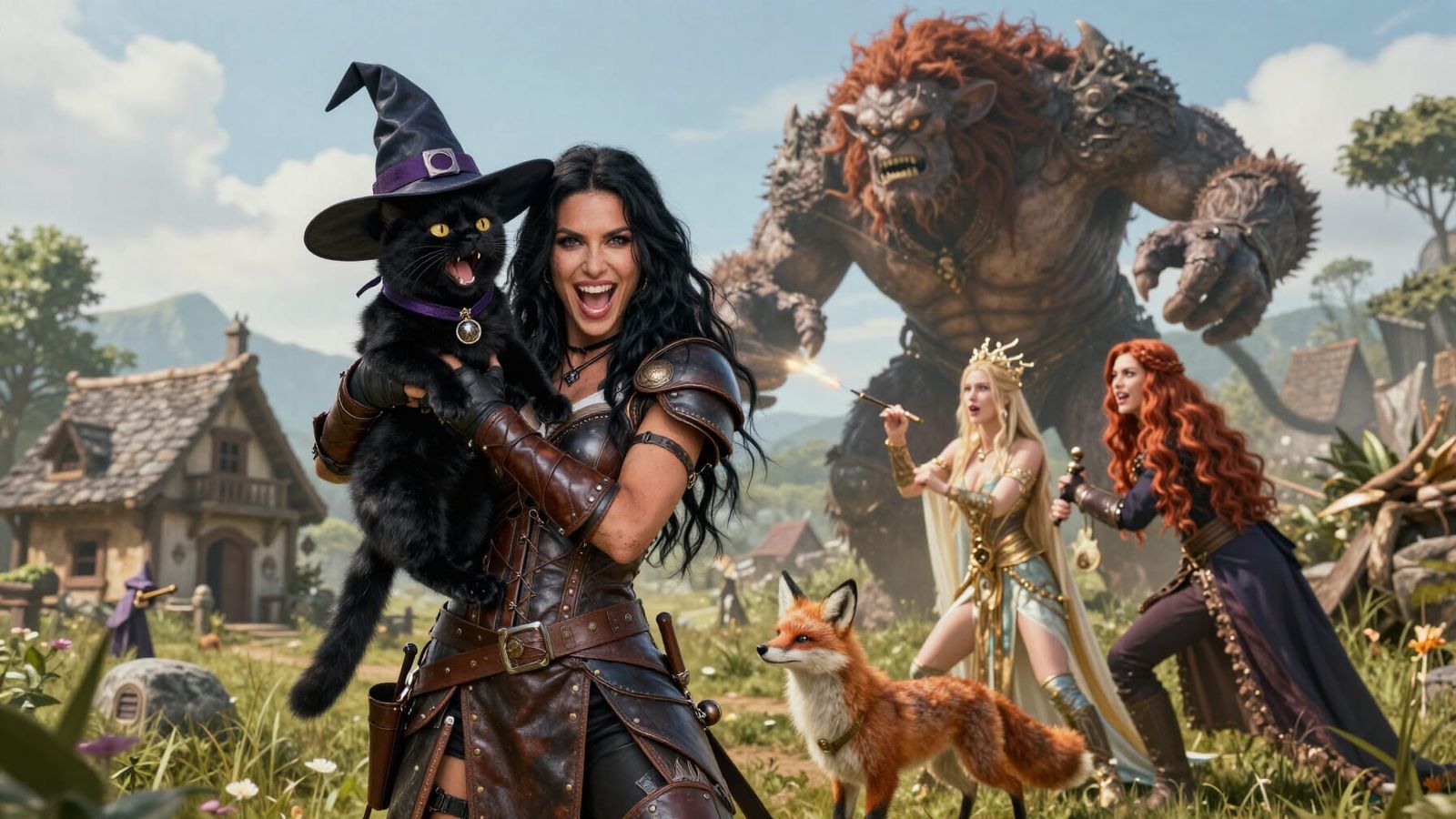 Fantasy Ranger and Friends Battle Giant Cyclops