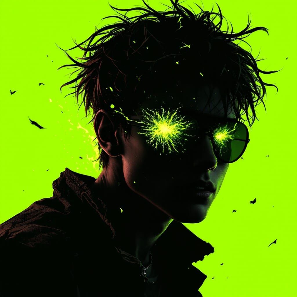 Cyberpunk Warrior in Neon Green