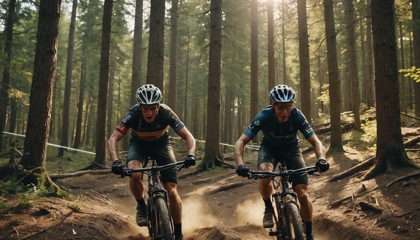 Mountain Bike Crash in Cinematic Film Still