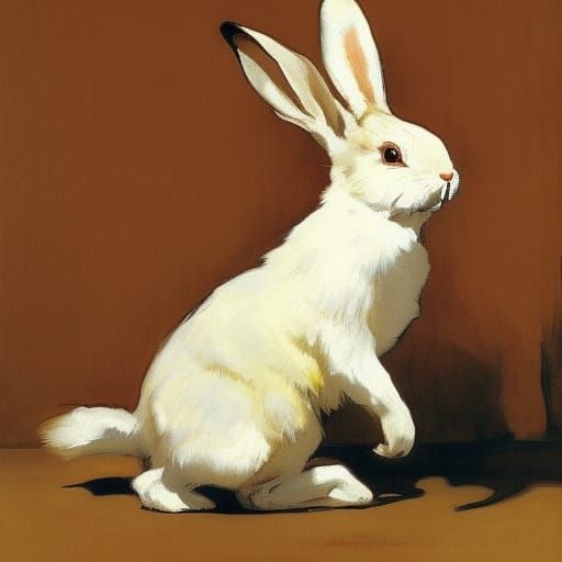 Energetic Bunny Rabbit with Aizome Patterns