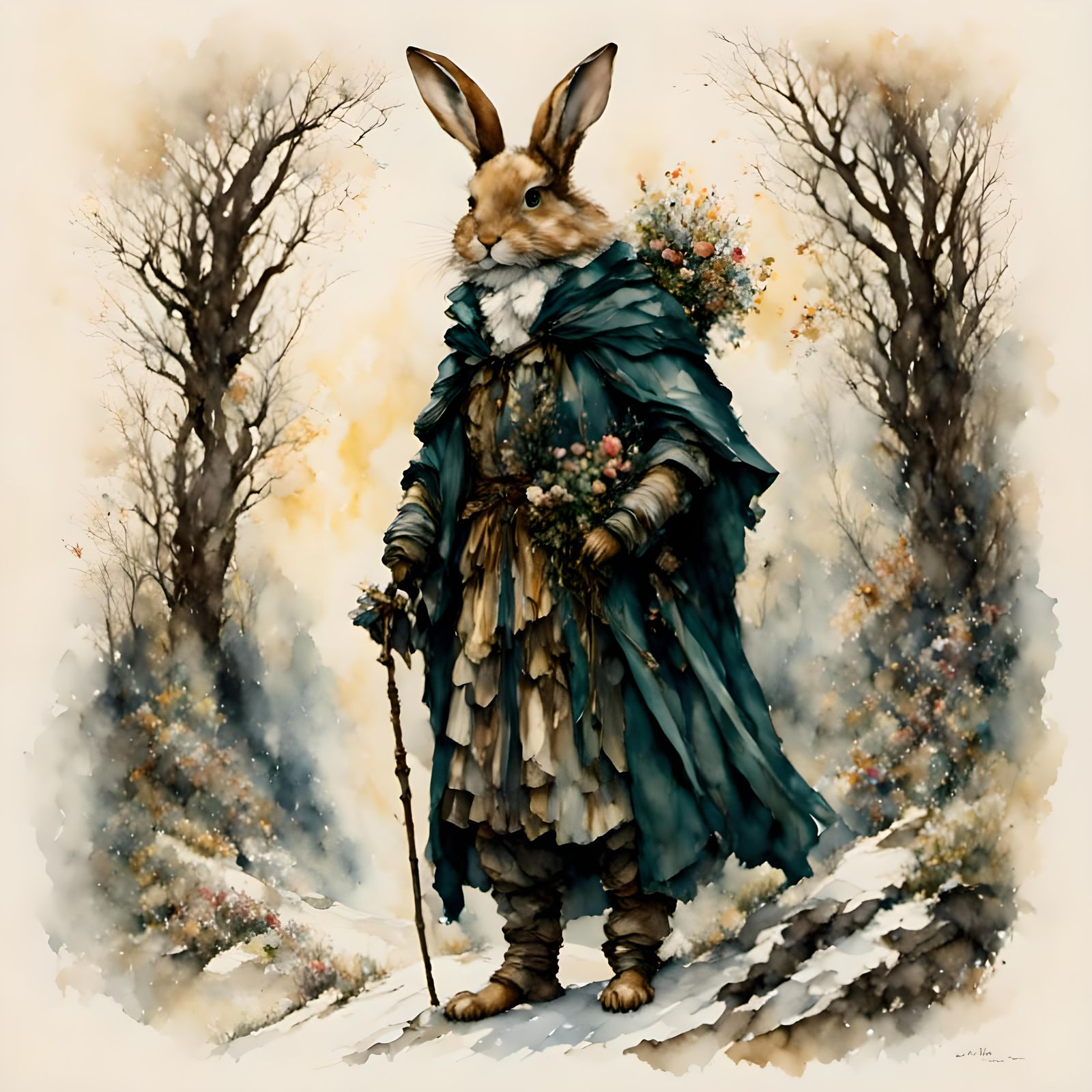 AI Mashup: Pink Snow, Autumn, Easter, Typography