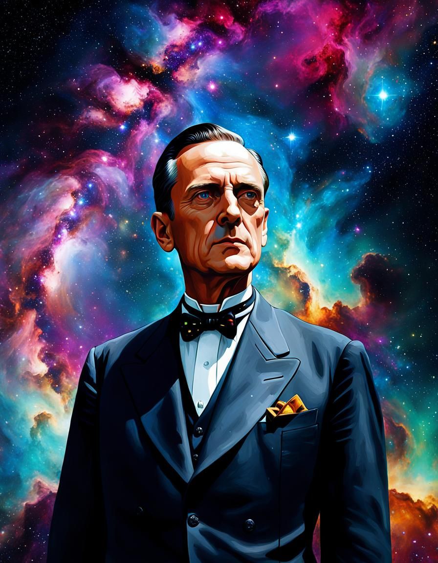 Edwin Hubble Portrait in Painterly Galactic Style