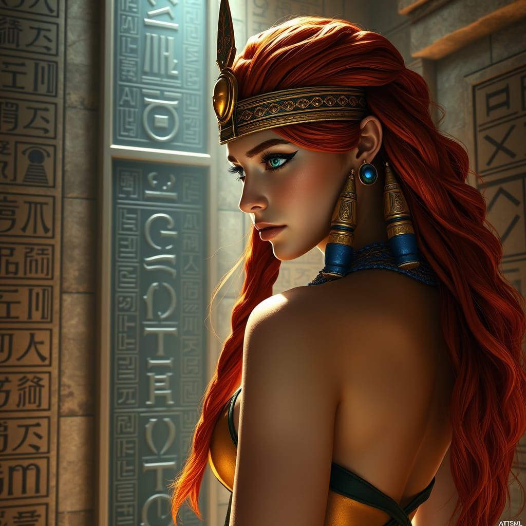 Egyptian Warrior Princess in Temple Chamber