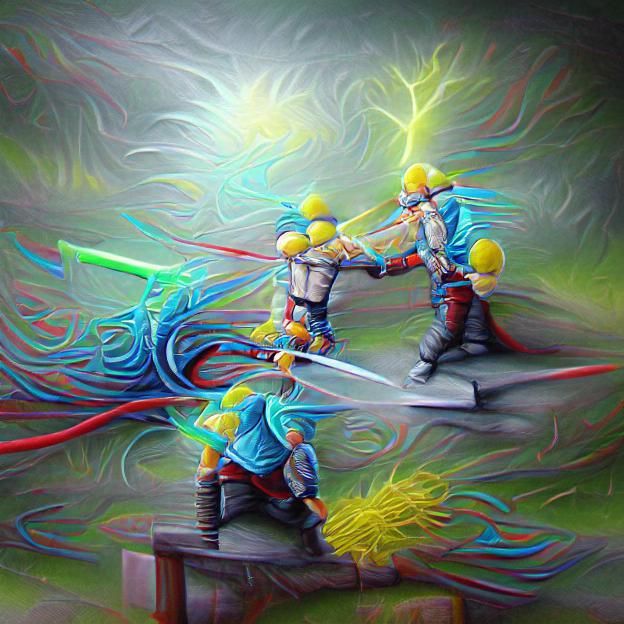 Electric Warriors Clash in Detailed 3D Rendering