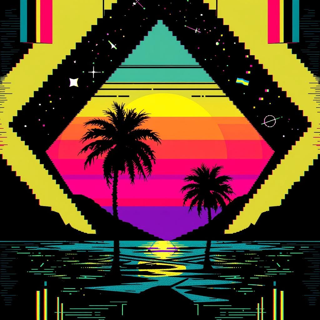 Maximalist Abstract Constellation with Glitch Effects