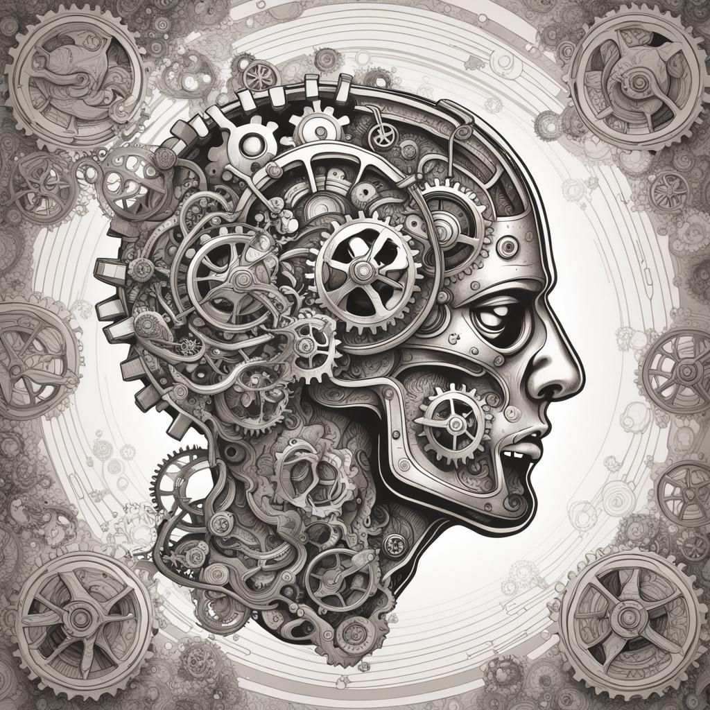 Steampunk Brain Coloring Page: Detailed and Colorful