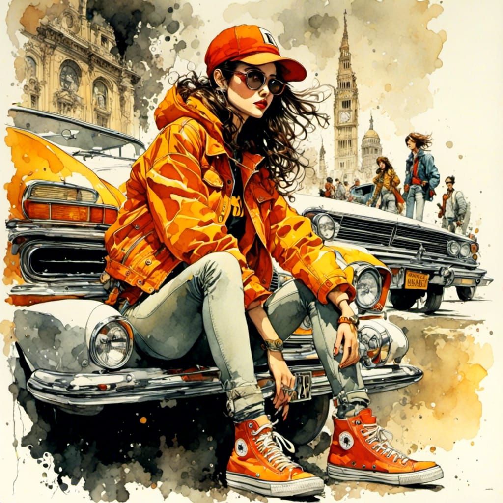 Badass Tomboy Girl in 90s Comic Book Style